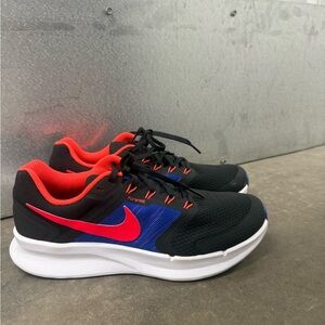Nike Black and Red Sneakers with Blue Detail